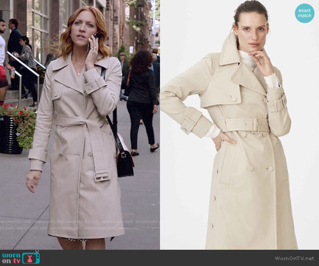 Club Monaco Janney Trench worn by Julia Bechley (Brittany Snow) on Almost Family