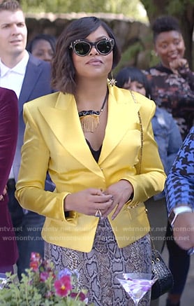 Cookie’s yellow blazer and snake print skirt on Empire