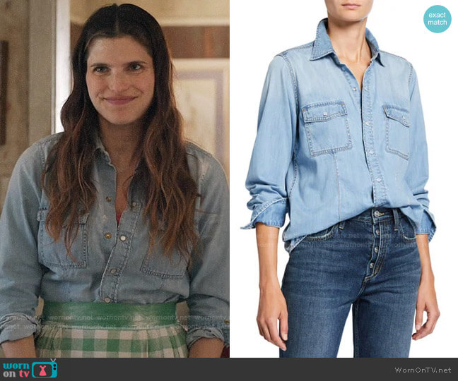 Current/Elliott Surfwood Shirt worn by Rio (Lake Bell) on Bless This Mess