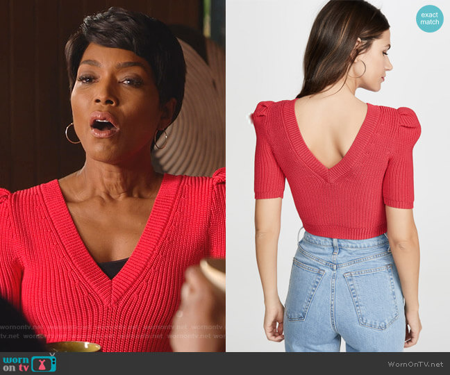 Cushnie Cropped Pleated Knit Top worn by Athena Grant (Angela Bassett) on 9-1-1