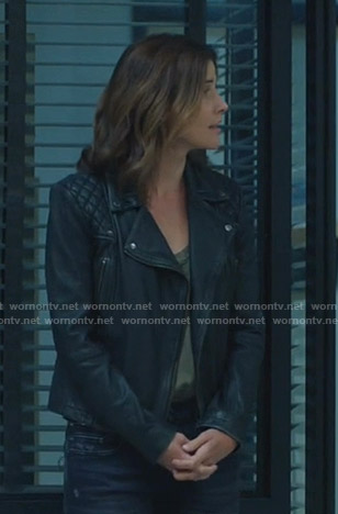 Dex’s black moto jacket on Stumptown