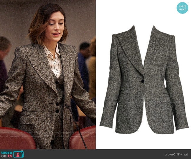Dolce & Gabbana Single Button Tweed Wool-Blend Blazer worn by Sydney Strait (Caitlin McGee) on Bluff City Law