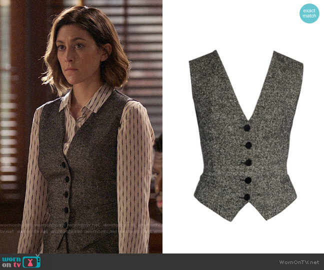 Dolce & Gabbana Wool & Silk Tweed Button Vest worn by Sydney Strait (Caitlin McGee) on Bluff City Law