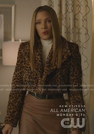 Dominique’s leopard print cropped jacket on Dynasty