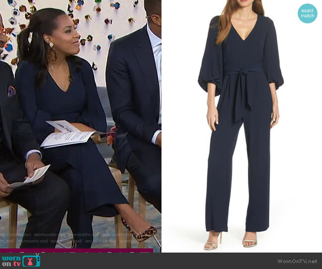Eliza J Balloon Sleeve Jumpsuit worn by Sheinelle Jones on Today