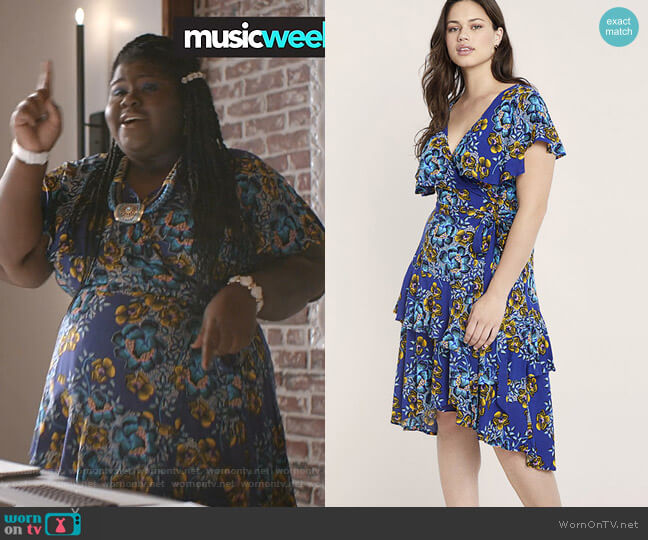 Eloquii Printed Ruffle Wrap Dress worn by Becky (Gabourey Sidibe) on Empire