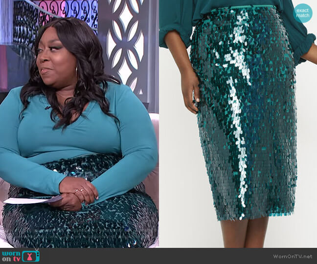 Eloquii Sequin Pencil Skirt worn by Loni Love on The Real