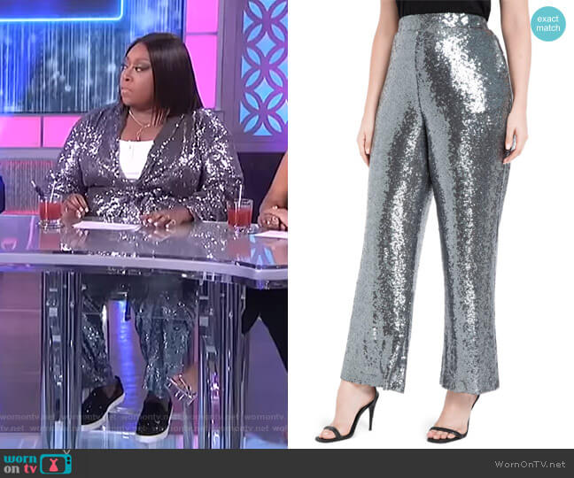 Eloquii Sequin Wide Leg Trousers worn by Loni Love on The Real