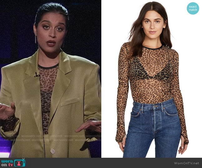 Enza Costa Mesh Long Sleeve Crew worn by Lilly Singh on A Little Late with Lilly Singh