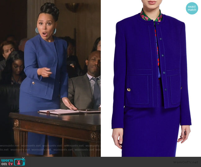 Escada Bera Wool Snap-Front Jacket worn by Tegan Price (Amirah Vann) on How to Get Away with Murder