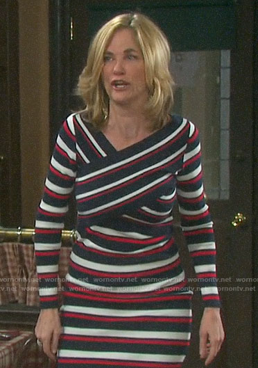 Eve’s striped criss cross dress on Days of our Lives