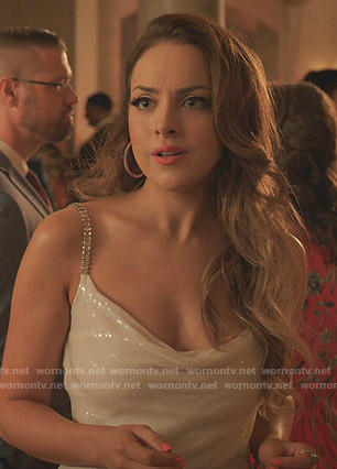 Fallon’s sequin embellished dress on Dynasty