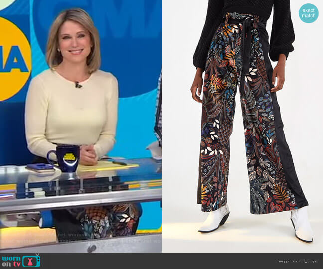 Farm Rio Delicate Forest Clochard Pants worn by Amy Robach on Good Morning America