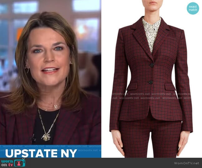 Altuzarra Fenice Plaid Wool-Blend Blazer worn by Savannah Guthrie on Today
