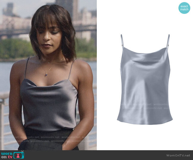 Fleur du Mal Silk Cowl Neck Tank worn by Edie Palmer (Megalyn Echikunwoke) on Almost Family