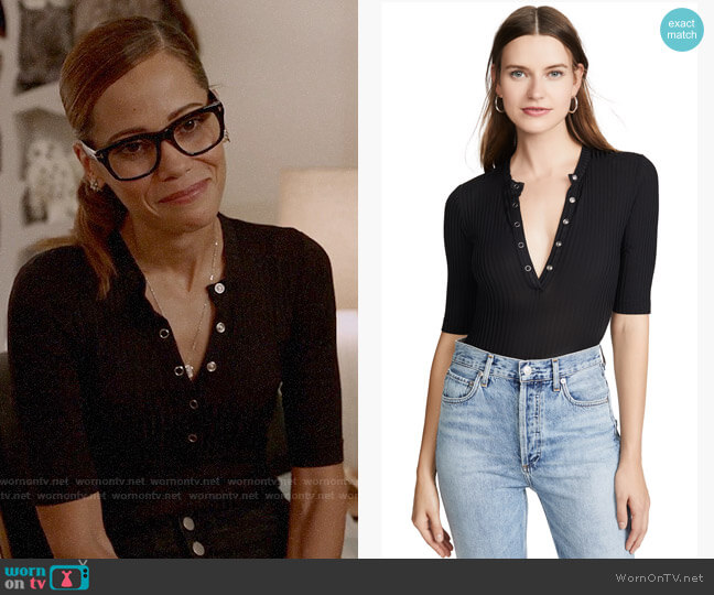 Fleur du Mal Henley Thong Bodysuit worn by Amanda Doherty (Victoria Cartagena) on Almost Family