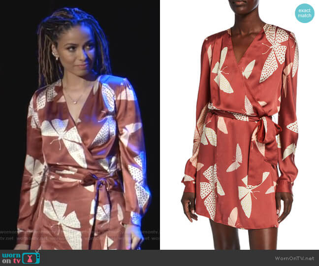 Forte Forte Papillons Gitans Long-Sleeve Cloque Wrap Dress worn by Teri Brooks-Lyon (Meta Golding) on Empire
