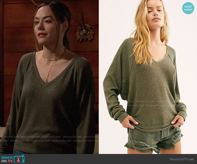 Free People Santa Clara Thermal in Army Sage worn by Hope Logan (Annika Noelle) on The Bold and the Beautiful