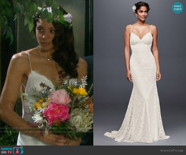 Galina Soft Lace Wedding Dress with Low Back worn by Lani Price (Sal Stowers) on Days of our Lives