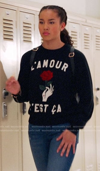 Gina’s L’Amour rose sweater on High School Musical The Musical The Series
