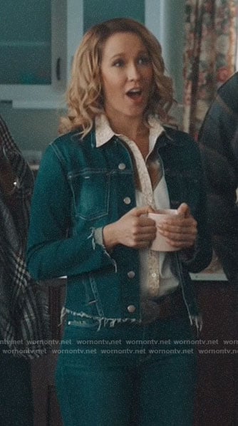 Ginny’s frayed denim jacket on Perfect Harmony