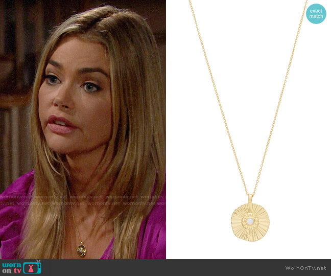 Gorjana Sunburst Coin Pendant Necklace worn by Shauna Fulton (Denise Richards) on The Bold and the Beautiful