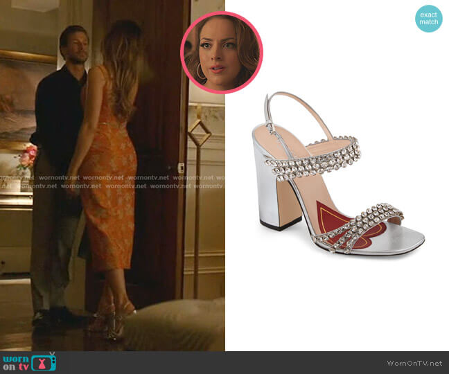 Gucci Bertie Sandals worn by Fallon Carrington (Elizabeth Gillies) on Dynasty