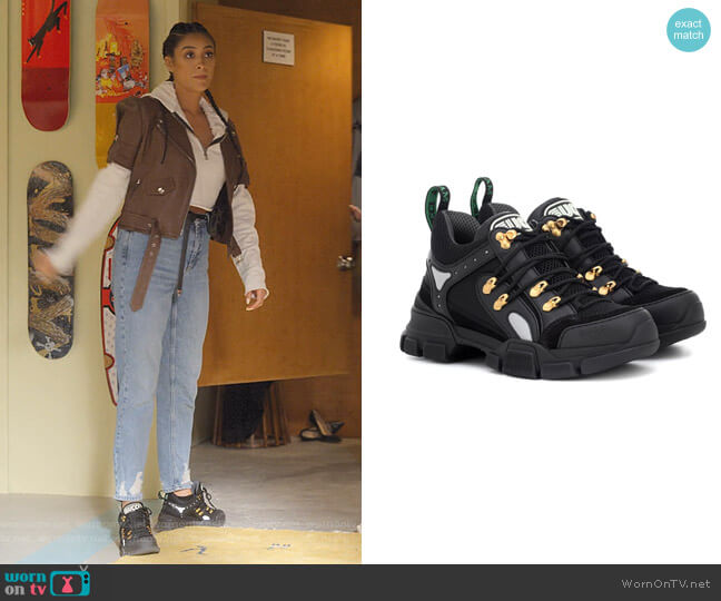 Gucci Flashtrek Leather Sneakers worn by Stella Cole (Shay Mitchell) on Dollface