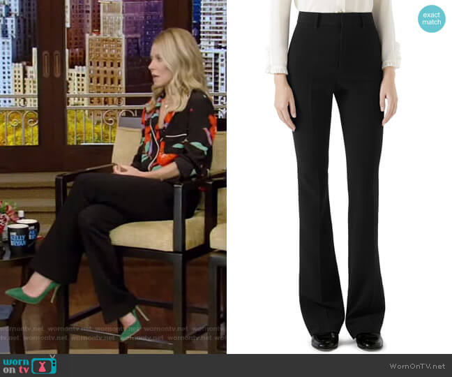 Gucci Stretch Cady Flare Pants worn by Kelly Ripa on Live with Kelly and Mark