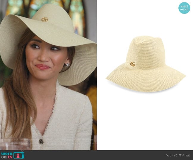 Gucci Woven Straw Sun Hat worn by Madison Maxwell (Brenda Song) on Dollface