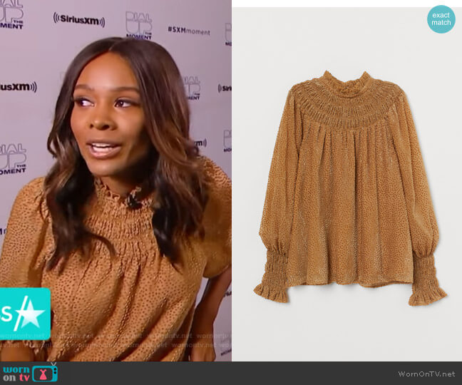 H&M Burnout-Patterned Blouse worn by Zuri Hall on Access Hollywood