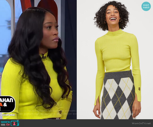 H&M Ribbed Mock-turtleneck Sweater worn by Keke Palmer on Good Morning America
