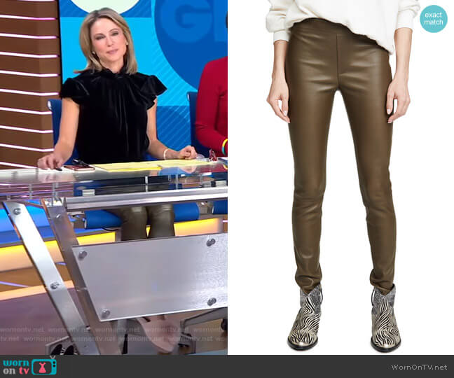 Helmut Lang Leather Leggings worn by Amy Robach on Good Morning America