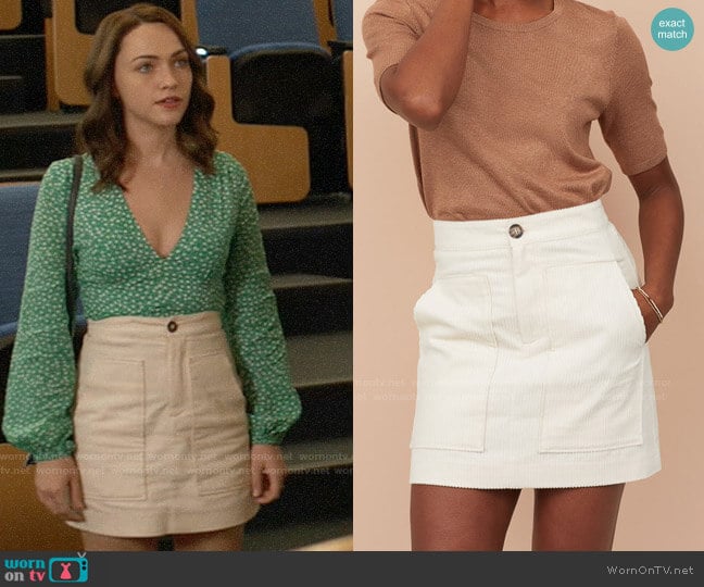 H&M Corduroy Skirt worn by Cara Bloom (Violett Beane) on God Friended Me