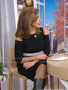 Hoda’s black cold-shoulder dress on Today
