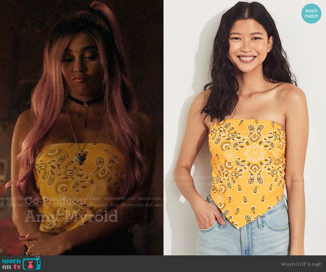 Hollister Bandana Tube Top worn by Toni Topaz (Vanessa Morgan) on Riverdale