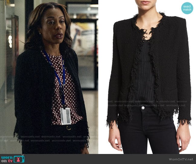 IRO Shavani Jacket in Black worn by Mia Jordan (Karen Pittman) on The Morning Show
