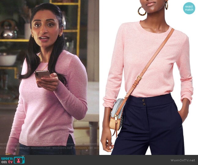J. Crew Crewneck Cashmere Sweater worn by Mallory Modi (Kiran Deol) on Sunnyside