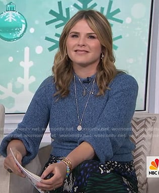 Jenna’s blue sweater and floral skirt on Today