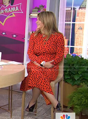 Jenna’s orange polka dot midi dress on Today