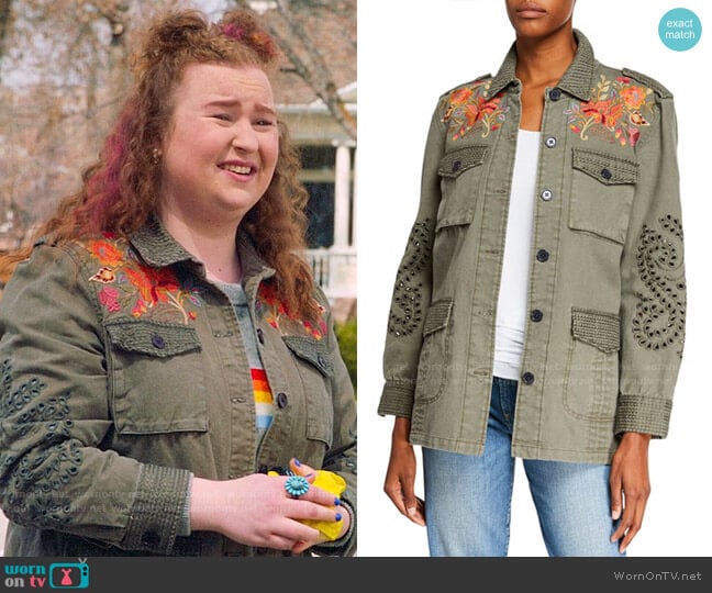 Johnny Was Violette Button-Front Military Jacket with Eyelet Details worn by Ashlyn (Julia Lester) on High School Musical The Musical The Series