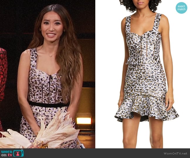 Jonathan Simkhai Leopard Lame Bustier Cocktail Dress