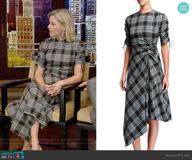 Jonathan Simkhai Ruched Plaid Handkerchief Dress