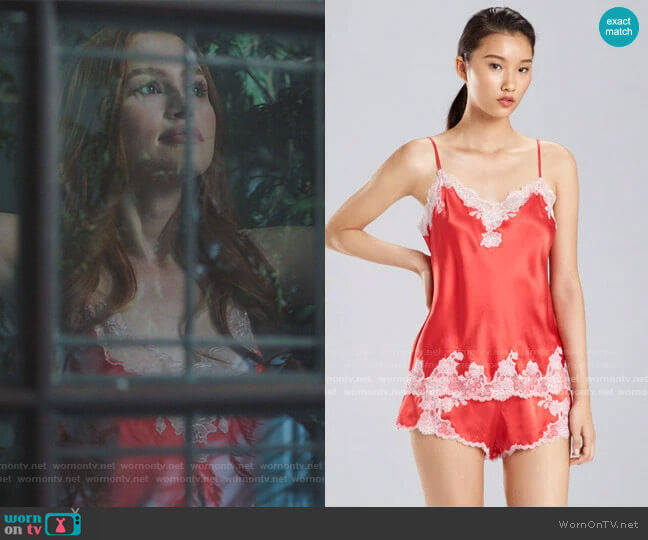 Josie Natori Lolita Cami in Candy Red worn by Cheryl Blossom (Madelaine Petsch) on Riverdale