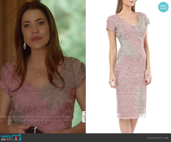 JS Collections Leaf Soutache V-Neck Sheath Dress worn by Andrea Rojas (Julie Gonzalo) on Supergirl