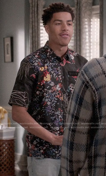 Junior’s black floral shirt on Black-ish