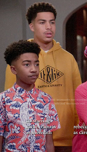 Junior’s yellow Earth Gravity hoodie on Black-ish