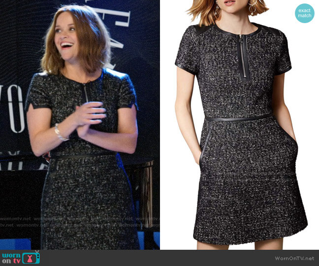 Karen Millen Tweed Zip-Front Dress worn by Bradley Jackson (Reese Witherspoon) on The Morning Show