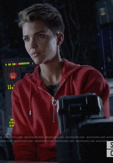 Kate’s red half zip hoodie on Batwoman