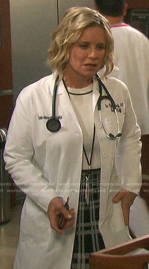 Kayla’s black and white checked skirt dress on Days of our Lives